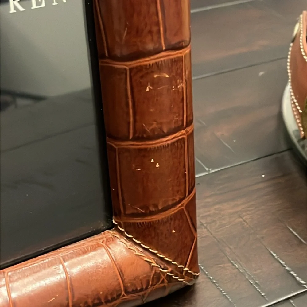 Ralph Lauren Croc Pattern Leather Photo Picture Frame 5”x7”